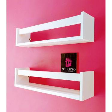 Imagem de Kit 2 Prateleiras Organizadoras de Livros de Criança Nicho Revisteiro de Parede Infantil Estante de Brinquedos Bebê 40cm