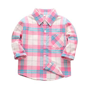 Camisa Xadrez Rosa Bebe para Menina