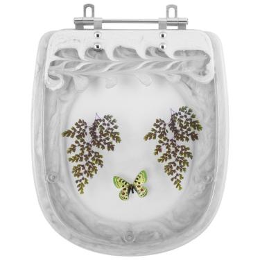 Imagem de Assento Sanitário Tampa de Vaso Sabatini Branco Decorado com Borboleta