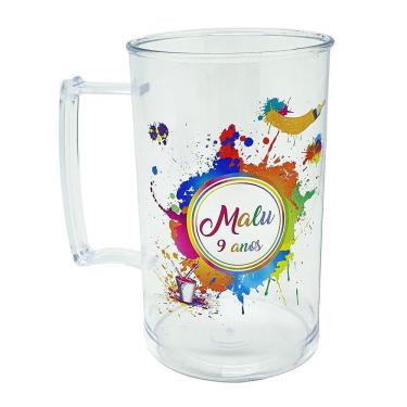 Imagem de 15 Canecas Acrílico Aniversário Tema Tinta Pintura Aquarela