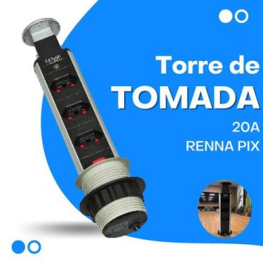 Imagem de Torre De Tomada Para Bancada De Embutir Retrátil Multiplug 3 Tomadas 1