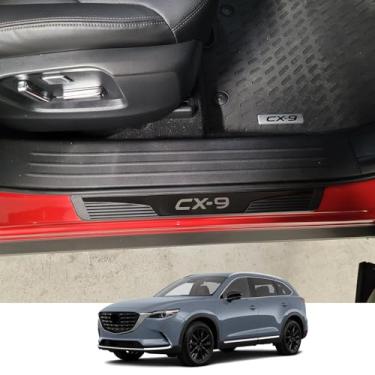 Imagem de GZBFTDH Proteção de Peitoril Soleira da Porta, para Mazda cx-9 cx9 2017-2022 Carro Acessórios, Aço Inoxidável Kick Plate Guard de Pedal de Limiar Protetor,Peças para Automóveis