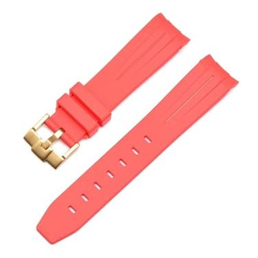 Imagem de AMSOH 20mm 22mm 21mm Pulseira de relógio de borracha para pulseira Rolex marca pulseira de relógio de pulso de substituição masculina acessórios de relógio de pulso (cor: fivela de ouro vermelho,