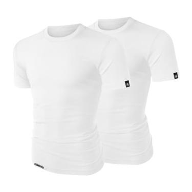 Imagem de Kit 2 Camisetas Camisa Básica 100% Algodão Fio 30.1 Premium (G, BRANCO)