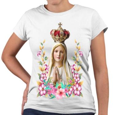 Imagem de Camiseta Baby Look Nossa Senhora De Fátima Flores Igreja - Web Print E