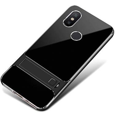Imagem de UBERANT Capa Xiaomi Mi A2, leve fina 2 em 1, moldura de TPU macio transparente e policarbonato rígido com função de suporte, antiderrapante, à prova de choque, capa protetora para Xiaomi Mi 6X/Mi A2 6 polegadas, preta