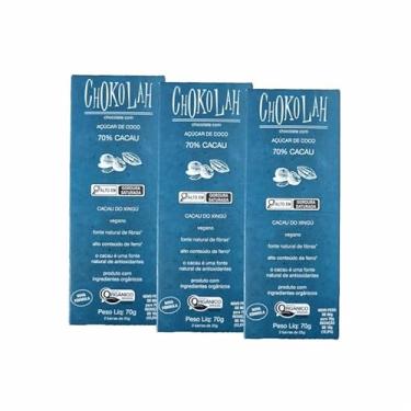 Imagem de Kit 3X: Chocolate 70% Cacau com Açúcar de Coco Orgânico CHoKolaH 80g