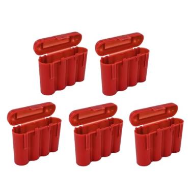Imagem de Estojo de armazenamento AA AAA CR123A vermelho para bateria 5 capas