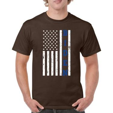 Imagem de Camiseta Joe Biden Bandeira Americana 2024 Pro Democratic Party President Democrats Blue States USA Political Men's Tee, Marrom, 3G