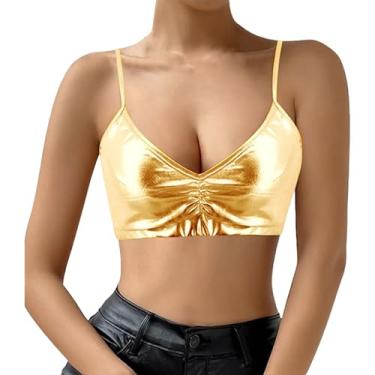Imagem de Camiseta regata feminina cropped estampada para sair, plus size, sem mangas, Y2K, blusa de verão, blusa rodada, colete de trabalho, Dourado, P