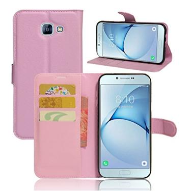 Imagem de Capa carteira para Samsung GALAXY A8 (2016), capa carteira flip de couro PU premium com compartimento para cartão, suporte e fecho magnético [capa interior à prova de choque de TPU] compatível com