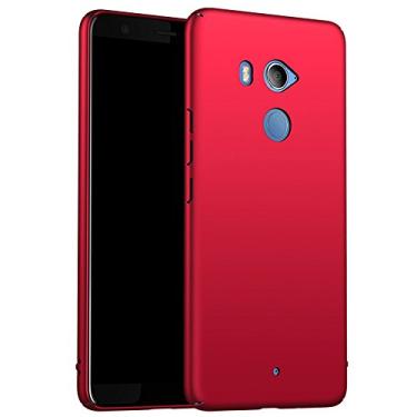 Imagem de INSOLKIDON Compatível com HTC U11 Plus capa traseira rígida PC capa protetora para telefone ultrafina luxo proteção pesada antiderrapante à prova de arranhões (vermelho)
