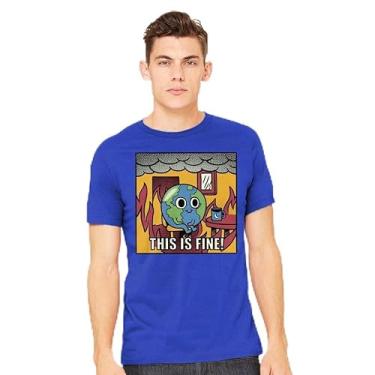 Imagem de TeeFury - Earth It's Fine Room On Fire - Camiseta masculina Planeta, Terra,, Preto, 5G