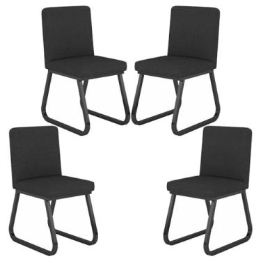 Imagem de Kit 4 Cadeiras Estilo Industrial Toronto Pret/grafi - Móveis Arapongas Preto Fosco/linho Grafite