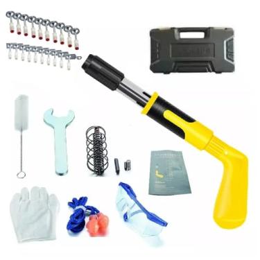 Imagem de Caixa de ferramentas para fixação de parede com 20 pregos, pistola de pregos manual portátil, conjunto de máquina de tiro de pregos de aço para parede de cimento de baixo ruído (incluindo óculos, pr