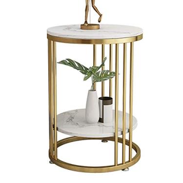 Imagem de Mesa de canto nórdica moderna em mármore dourado arte pequena mesa redonda sala de estar varanda sofá mesa lateral mesa de centro quarto mesa de cabeceira