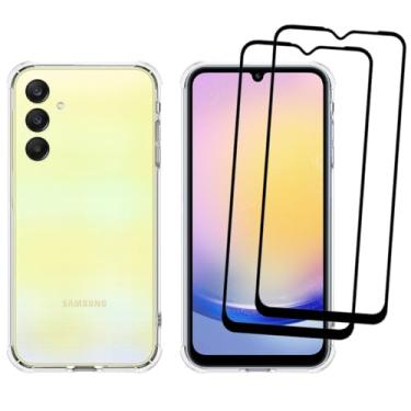Imagem de Capa A25 5g, Capinha Anti Impacto e 2x Pelicula Vidro 3D Para Samsung Galaxy A25 Case Transparente Proteção de Câmera