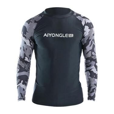 Imagem de Fiocias Camisa de Natação Masculina, Traje de Surfe, Ajuste Confortável, Roupa de Banho Macia, Roupa de Mergulho, Camisa de Praia, Camisa de Surfe, para Mergu, L