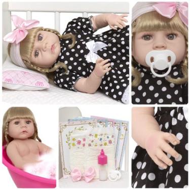 Imagem de Bebe Estilo Reborn Loira Olhos Castanhos Enxoval Lindo - Cegonha Rebor