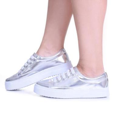 Imagem de Sapatênis Casual Feminino Rasteiro de Ajuste Elástico Confortável Para