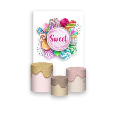 Imagem de Painel De Festa Vertical 1,50 x 2,20 + Trio De Capas Cilindro - Sweet 