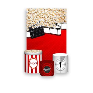 Imagem de Painel De Festa Vertical 1,50 x 2,20 + Trio De Capas Cilindro - Cinema