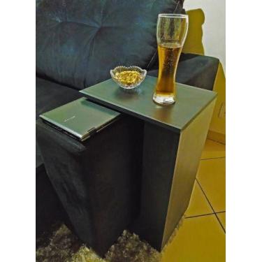 Imagem de Mesa Lateral Apoio P/ Sofá Estofado Bandeja Note Cor Madeira - De A-Z 