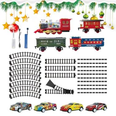 Imagem de Conjunto de trem elétrico, trem elétrico para crianças | Conjunto de trem clássico Som de brinquedo de trem - Modelo de locomotiva Kit ferroviário movido a bateria Brinquedo de Natal para meninas