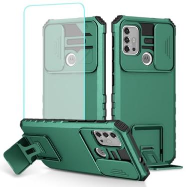 Imagem de Tothedu Capa para Moto G30/Moto G10/Moto G20 XT2129-1 com protetor de tela de vidro temperado e capa de câmera deslizante, capa protetora fina com suporte resistente para celular Motorola Moto G30
