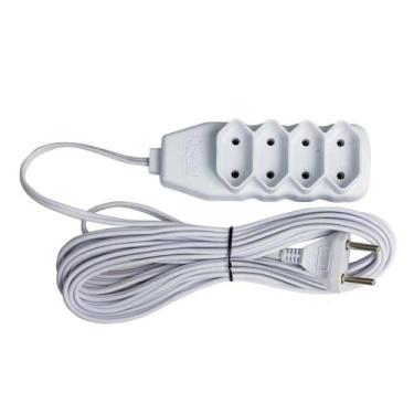 Imagem de Extensão Bipolar 4 Tomadas 10A 5M Slim Branca - Force Line