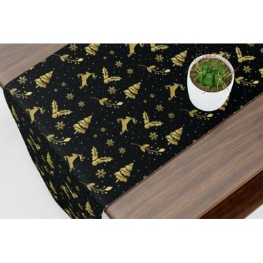 Imagem de Caminho De Mesa Trilho Natal Preto e Dourado - Core Decore