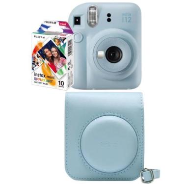 Imagem de Kit Câmera Instax Mini 12 Azul Bolsa Filme Fotos Reveladas Instantânea