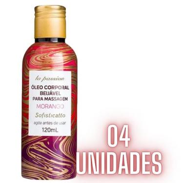 Imagem de 4 Óleos De Massagem Beijável Sensual Morango - Sofisticatto