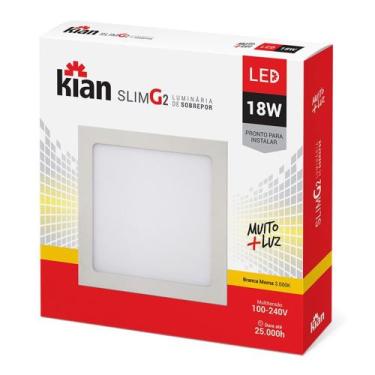 Imagem de kit 10 Painel de Led quadrado slim 18w - Kian