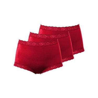 Imagem de Kit com 3 Calcinhas Alta Safira Demillus 57330, Vermelho, G