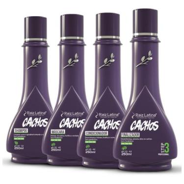 Imagem de Kit Cachos 250ml Tratamento E Cuidado Dia A Dia Raiz Latina Condiciona