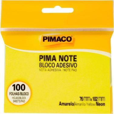 Imagem de Bloco de Recado Autoadesivo Pimanote Amarelo Neon 76X102MM 100 Folhas 