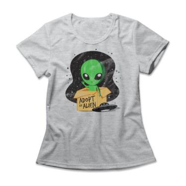 Imagem de Camiseta Feminina Adopt An Alien - Studio Geek, 2G, Mescla cinza