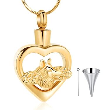 Imagem de AIWENXI Joias de cremação para cinzas coração lobo pingente medalhão aço inoxidável lembrança urna memorial colar para amantes de lobos mulheres homens meninas mãe amiga aniversário, Aço inoxidável, Sem Pedra Preciosa