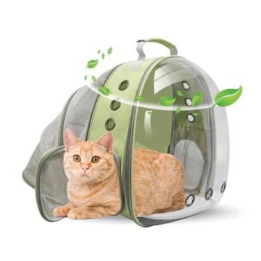Imagem de TOYSINTHEBOX Gato Mochila Transportadora Bolha Expansível Dobrável Respirável Gato Transportadora Cão Mochila Para Caminhadas, Viagens, Acampamento (Verde Claro)