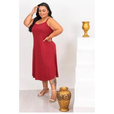 Imagem de Vestido Feminino Plus Size de Alça Longo Soltinho Verão em Tecido Visc