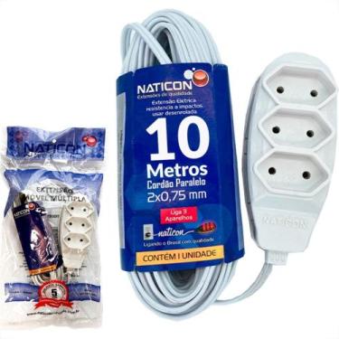 Imagem de Extensao Naticon Paralela 2 Polos 0,75Mm Branca -10M