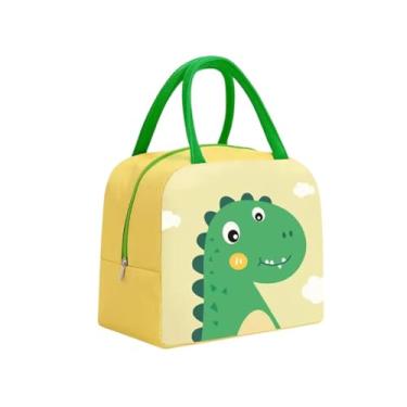 Imagem de Bolsa Térmica Lancheira Marmiteira Reutilizável Academia Trabalho Escola Passeio Fitness Portátil Masculina Feminina Infantil Com Alça E Ziper (DINOSSAURO AMARELO)