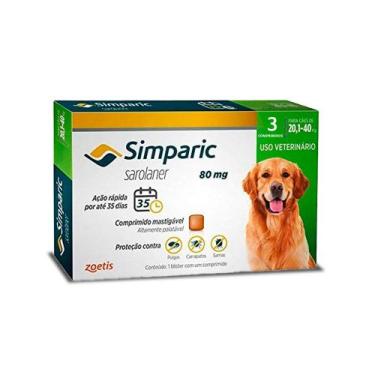 Imagem de Antipulgas Simparic Cães 80mg 20,1 a 40 kg 3 comprimido - Zoetis