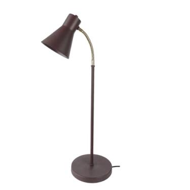 Imagem de Luminária de Mesa Articulada Amélia, Cúpula Ajustável, Base Redonda, Preta (Marrom Corten)