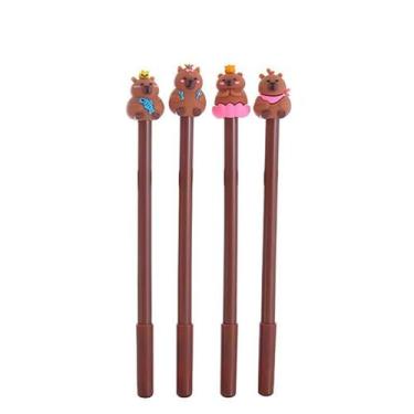 Imagem de Caneta Gel Preta 0.7mm Sortida Capivara Capybara Bichinho Fofo Kawaii 