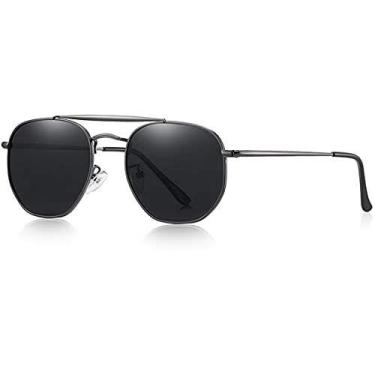 Imagem de Óculos de Sol Masculino BARCUR Retro Hexágono Polarizado Proteção uv40