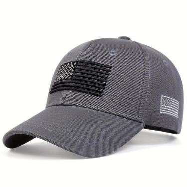 Imagem de Boné casual ajustável com bandeira americana para homens, ideal para p