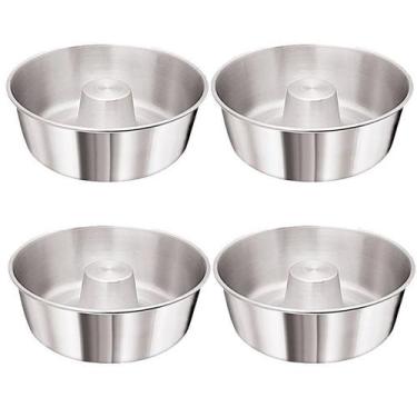 Imagem de Jogo Kit 4 Forma Assadeira De Bolo Redonda Alumínio Com Furo 18cm - Ms