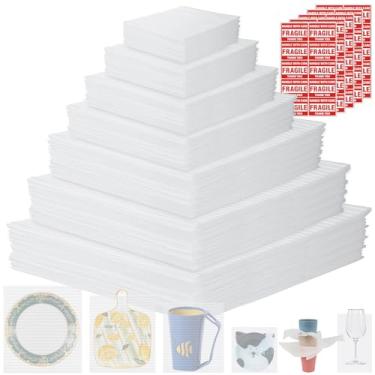 Imagem de AOBOPLE Pacote com 250 Folhas de Espuma e Bolsas de Espuma, Bolsa de Espuma de 4 Tamanhos e Folhas de Espuma de 3 Tamanhos com Etiquetas Frágeis, Suprimentos para Mudança e Embalagem